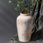 Large Ceramic Rustic Vase,11 inch Minimalist Decorative Vase,Farmhouse Tall Vase for Home Decor,Living Room, Shelf Decor, Gray ﻿ - Image 4