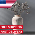 Large Ceramic Rustic Vase,11 inch Minimalist Decorative Vase,Farmhouse Tall Vase for Home Decor,Living Room, Shelf Decor, Gray ﻿